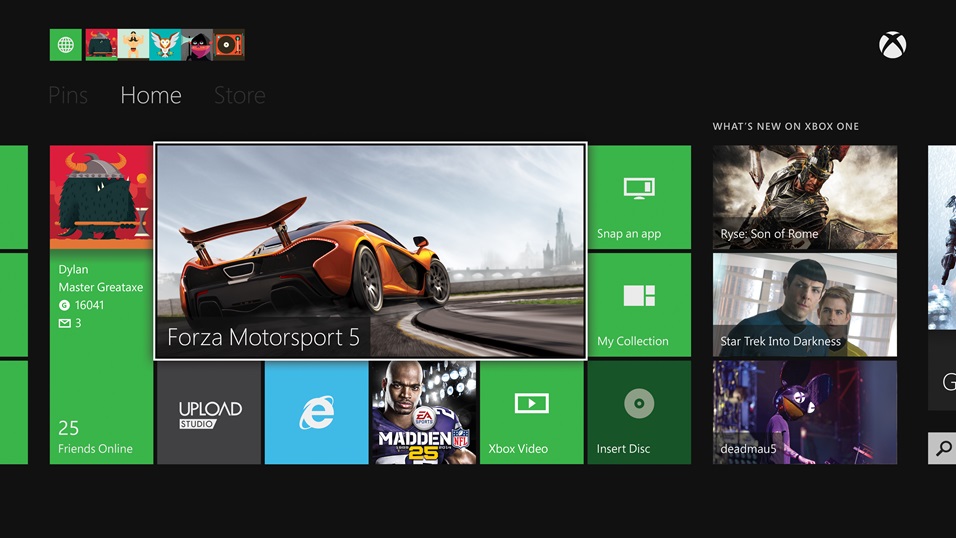 Xbox One dashboard shown in video -