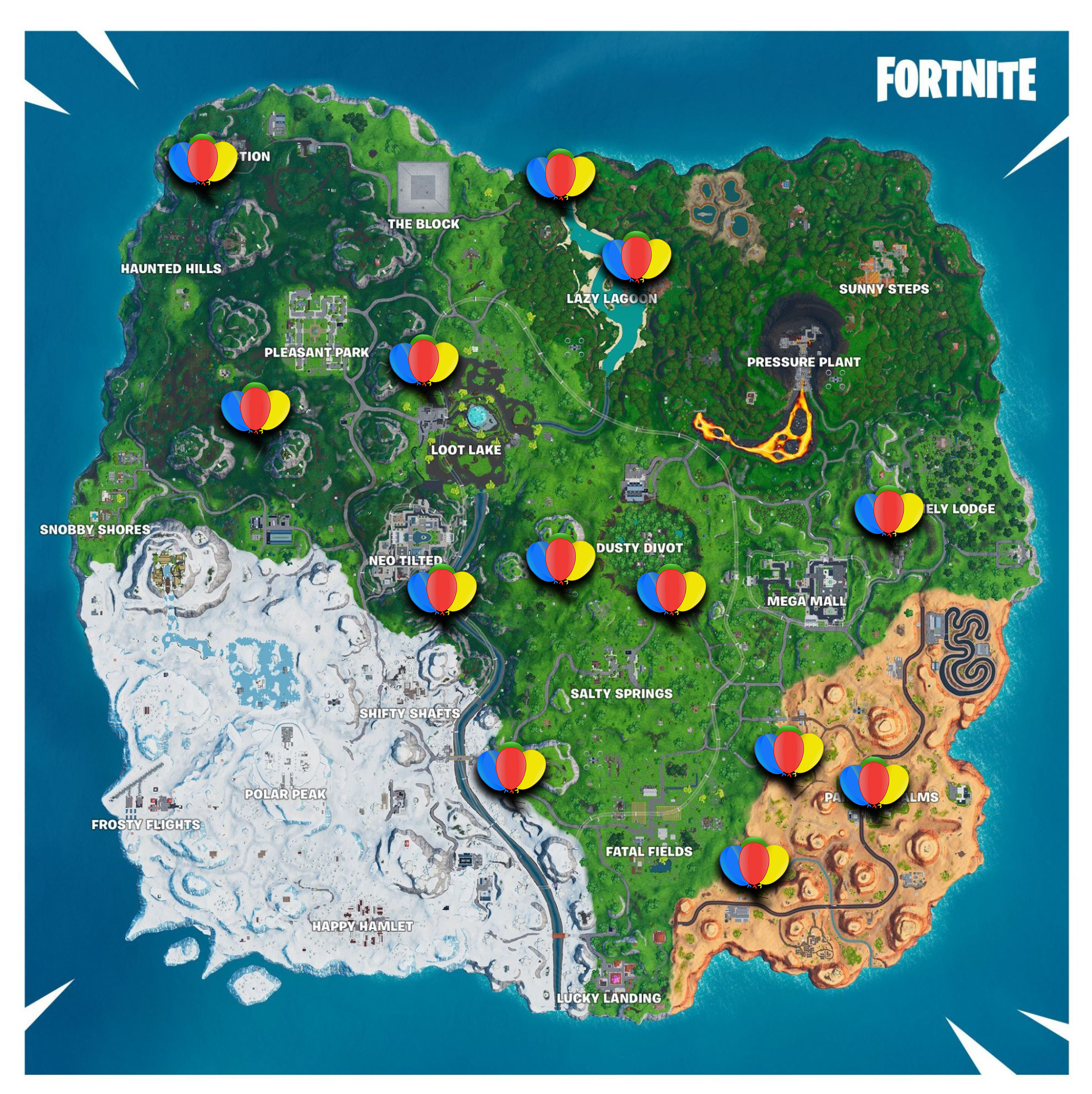 Potentieel mannelijk heroïne Fortnite Balloon Locations: Where To Pop All Party Balloon Decorations  (Challenge Map) - GameSpot