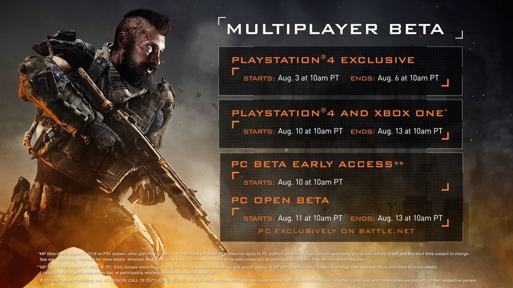 Activision on X: Just over 24 hours left in the Call of Duty: Black Ops 4  Multiplayer Beta! Here's our last set of codes. Redeem on PlayStation 4 and  get in there. #